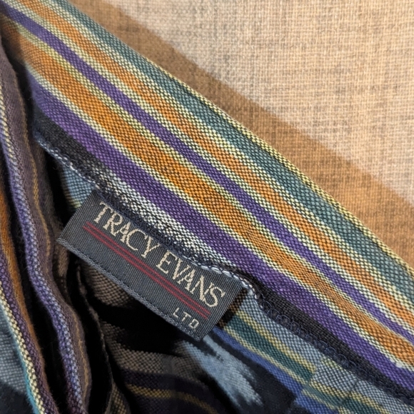 Vintage Tracy Evans Aztec Multi BlueGreen Wrap Pencil Skirt 90s - Picture 3 of 8